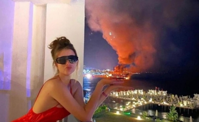 Alanya'da tur tekneleri yanarken çekilen fotoğrafa tepki yağdı