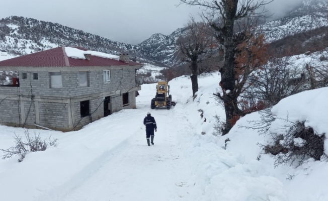 Alanya'da yoğun kar mücadelesi