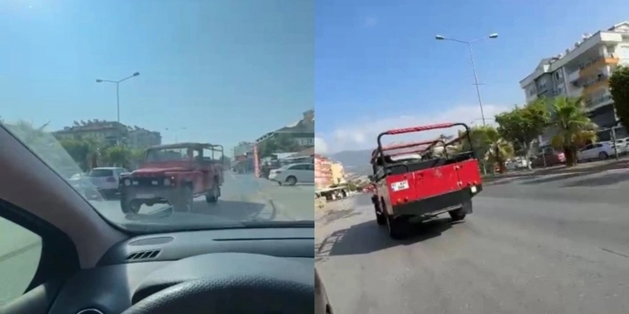 Alanya'da trafik güvenliği tehlikeye atıldı! Ters yönde giden safari aracına cezai işlem uygulandı